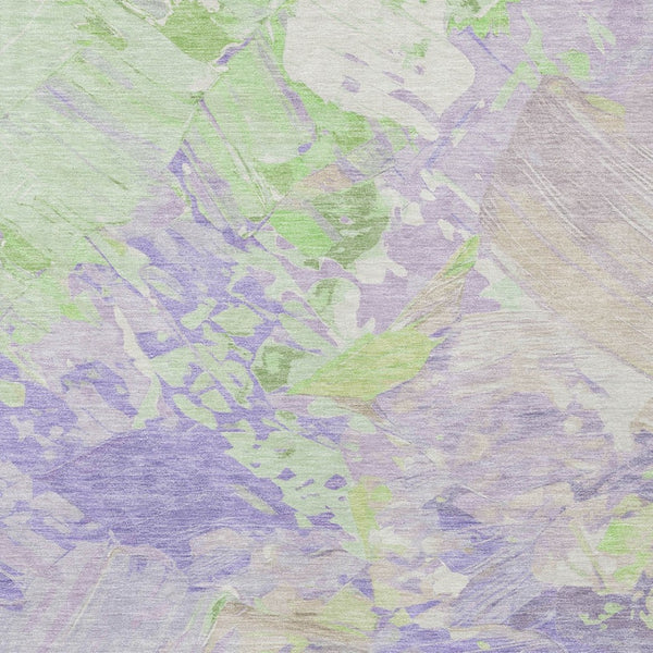 HomeRoots 5' Abstract Washable Indoor Outdoor Area Rug in Lavender Mint Green – Durable, Stylish, Versatile Design 9' X 12' 618548