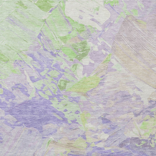 HomeRoots 5' Abstract Washable Indoor Outdoor Area Rug in Lavender Mint Green – Durable, Stylish, Versatile Design 10' X 14' 618549