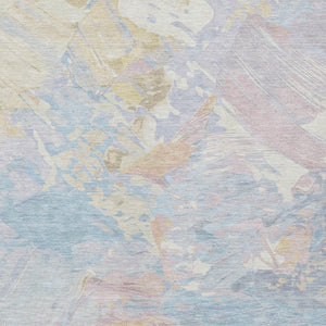 HomeRoots 5' Sky Blue Beige and Gold Abstract Area Rug – Stylish, Washable, Durable for Indoor and Outdoor Use 5' X 8' 618551