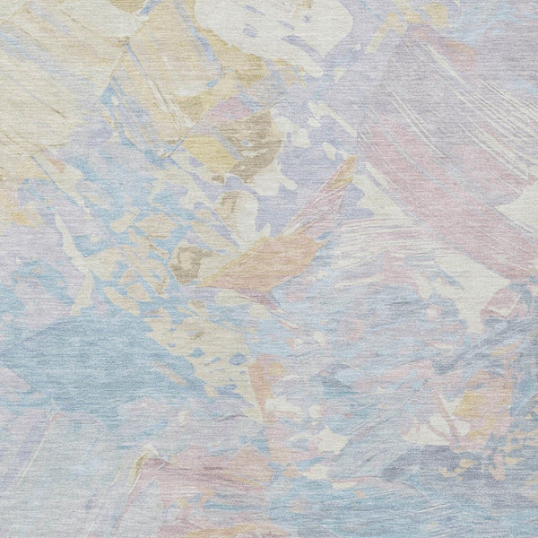 HomeRoots 5' Sky Blue Beige and Gold Abstract Area Rug – Stylish, Washable, Durable for Indoor and Outdoor Use 5' X 8' 618551