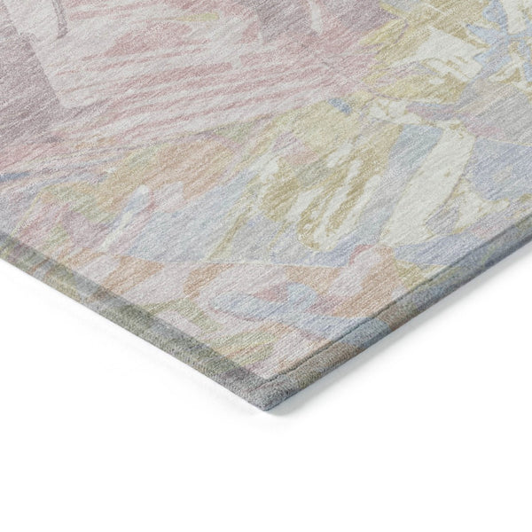 HomeRoots 5' Sky Blue Beige and Gold Abstract Area Rug – Stylish, Washable, Durable for Indoor and Outdoor Use 8' X 10' 618553