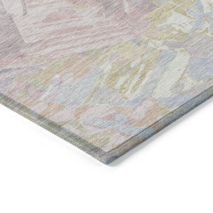 HomeRoots 5' Sky Blue Beige and Gold Abstract Area Rug – Stylish, Washable, Durable for Indoor and Outdoor Use 9' X 12' 618554