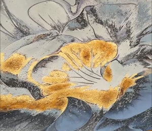 Homeroots Blue Modern Abstract Gold Framed Wall Art – Hand-painted Canvas For Stylish Home Décor & Elegance  Canvas 618565