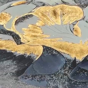 Homeroots Blue Modern Abstract Gold Framed Wall Art – Hand-painted Canvas For Stylish Home Décor & Elegance  Canvas 618565