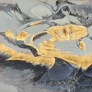 Homeroots Blue Modern Abstract Gold Framed Wall Art – Hand-painted Canvas For Stylish Home Décor & Elegance  Canvas 618565