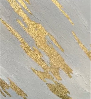 Homeroots White Luminous Streaks Gold Framed Hand-painted Oil Painting Wall Art For Trendy Home Décor  Canvas 618566