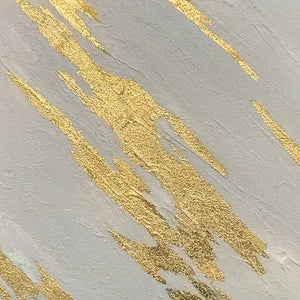 Homeroots White Luminous Streaks Gold Framed Hand-painted Oil Painting Wall Art For Trendy Home Décor  Canvas 618566