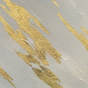 Homeroots White Luminous Streaks Gold Framed Hand-painted Oil Painting Wall Art For Trendy Home Décor  Canvas 618567