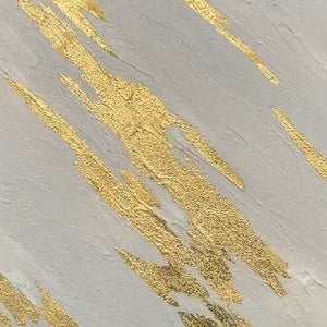 Homeroots White Luminous Streaks Gold Framed Hand-painted Oil Painting Wall Art For Trendy Home Décor  Canvas 618568