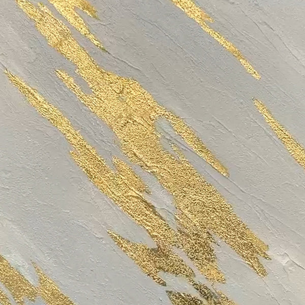 Homeroots White Luminous Streaks Gold Framed Hand-painted Oil Painting Wall Art For Trendy Home Décor  Canvas 618568