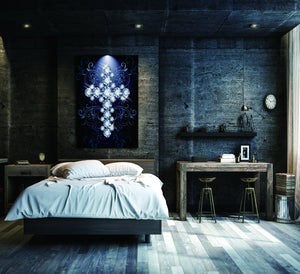 Homeroots Blue Diamond Studded Cross Acrylic Wall Art - Trendy Unframed Decorative Accent For Stylish Walls  Acrylic 618570