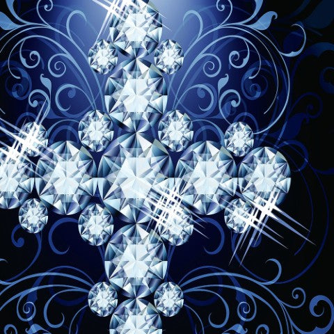 Homeroots Blue Diamond Studded Cross Acrylic Wall Art - Trendy Unframed Decorative Accent For Stylish Walls  Acrylic 618570
