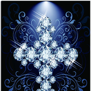 Homeroots Blue Diamond Studded Cross Acrylic Wall Art - Trendy Unframed Decorative Accent For Stylish Walls  Acrylic 618570