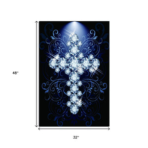 Homeroots Blue Diamond Studded Cross Acrylic Wall Art - Trendy Unframed Decorative Accent For Stylish Walls  Acrylic 618570
