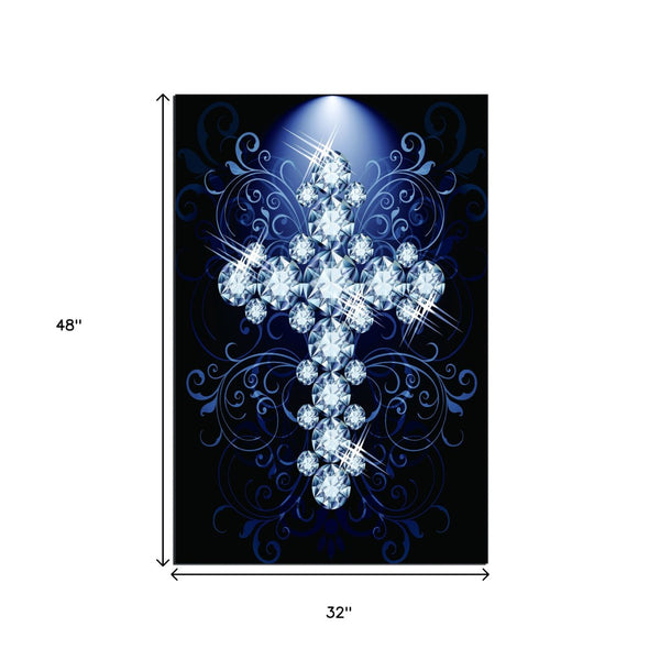 Homeroots Blue Diamond Studded Cross Acrylic Wall Art - Trendy Unframed Decorative Accent For Stylish Walls  Acrylic 618570