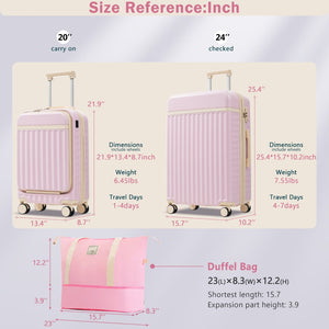 English Elm Front Access Hardside 3 Piece Travel Set with Usb Port Spinner Wheels and Tsa Lock Pink N732P326130U