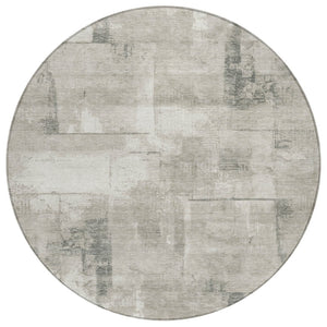 HomeRoots 5' Modern Beige and Gray Geometric Washable Area Rug for Indoor and Outdoor Spaces - Durable Style 8' Round 618585