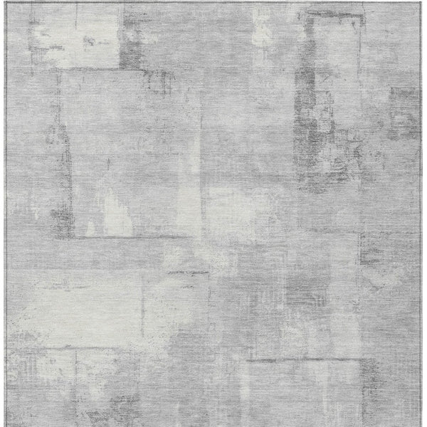 Homeroots 3' Geometric Washable Indoor Outdoor Area Rug – Durable, Stylish, And Perfect For Any Space Gray Polyester 618589