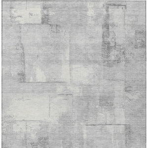 Homeroots 3' Geometric Washable Indoor Outdoor Area Rug – Durable, Stylish, And Perfect For Any Space Gray Polyester 618592