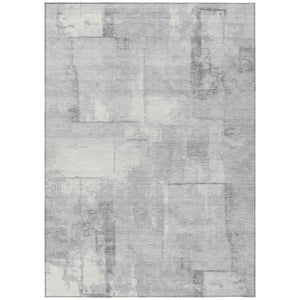 HomeRoots 5' Gray and Silver Geometric Area Rug - Durable, Washable Design for Indoor and Outdoor Spaces 8' X 10' 618592