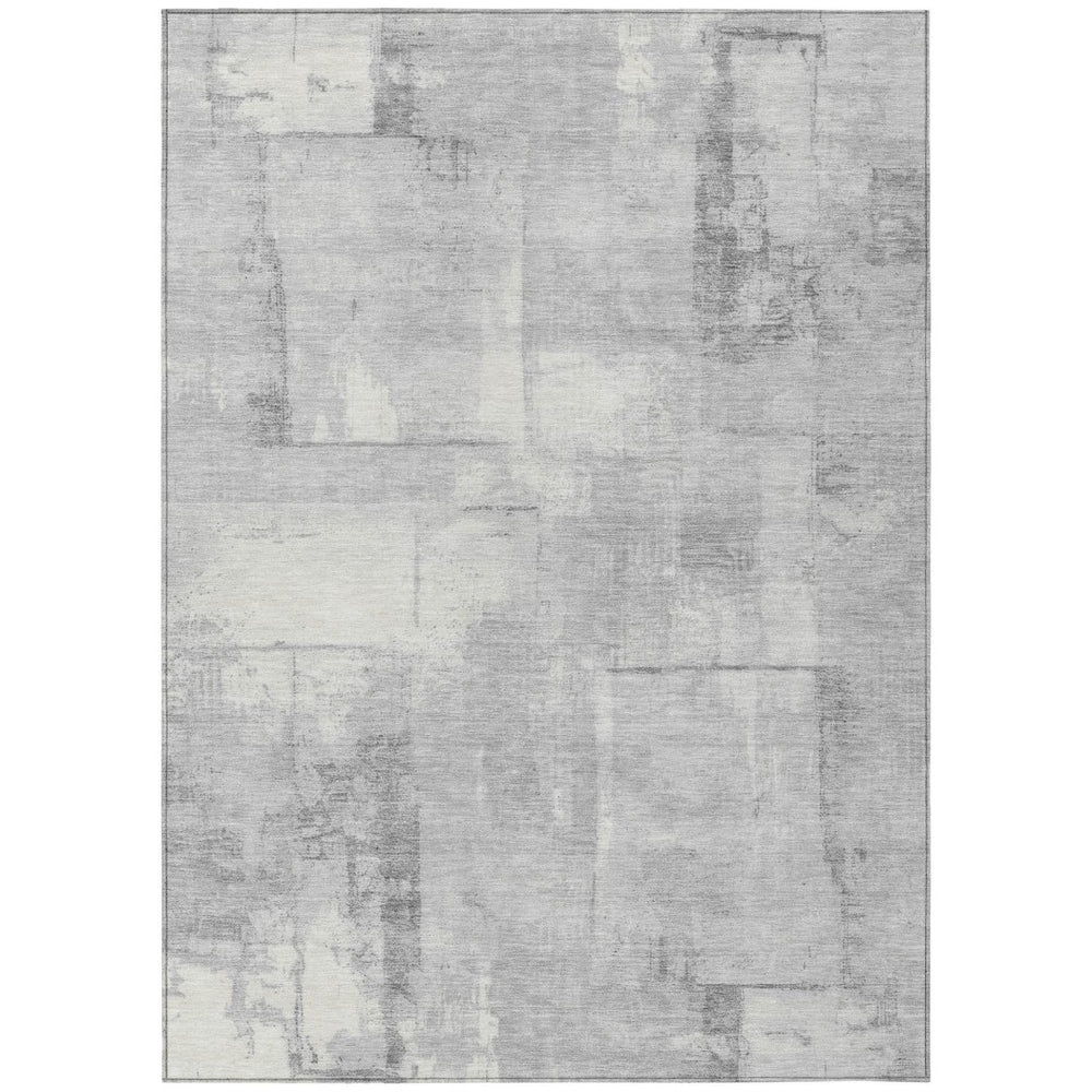 HomeRoots 9' X 12' Gray and Silver Geometric Washable Area Rug – Stylish, Durable for Indoors & Outdoors! 618593