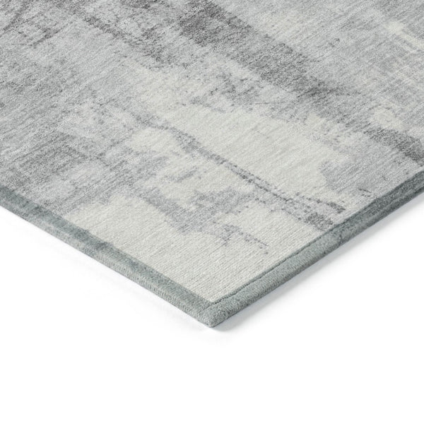 HomeRoots 5' Gray and Silver Geometric Area Rug - Durable, Washable Design for Indoor and Outdoor Spaces 10' X 14' 618594