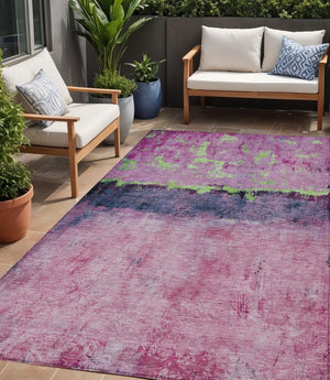 HomeRoots 5' Modern Blush and Mint Green Abstract Area Rug - Durable, Washable Design for Indoors and Outdoors 5' X 8' 618596