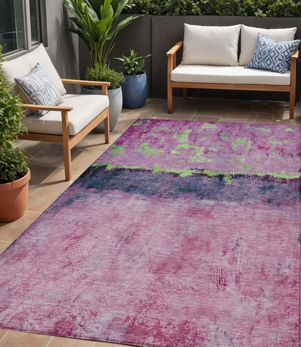 HomeRoots 5' Modern Blush and Mint Green Abstract Area Rug - Durable, Washable Design for Indoors and Outdoors 5' X 8' 618596