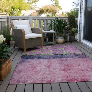 HomeRoots 5' Modern Blush and Mint Green Abstract Area Rug - Durable, Washable Design for Indoors and Outdoors 5' X 8' 618596