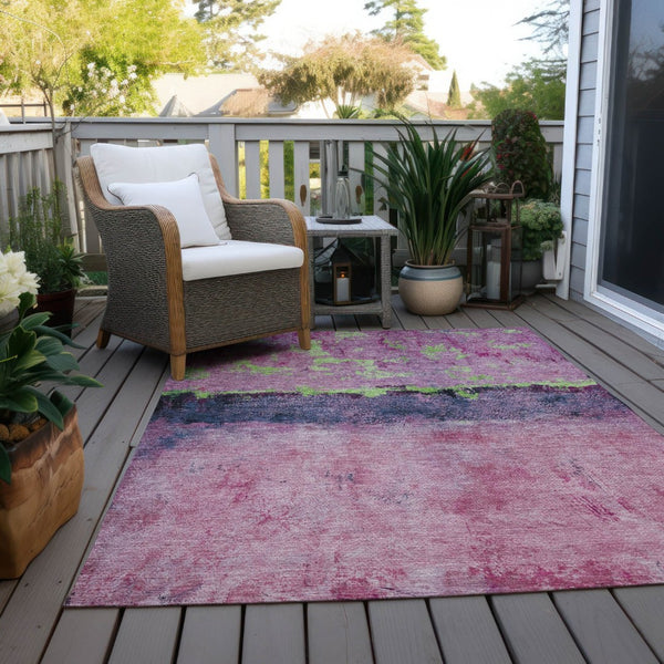 HomeRoots 5' Modern Blush and Mint Green Abstract Area Rug - Durable, Washable Design for Indoors and Outdoors 5' X 8' 618596