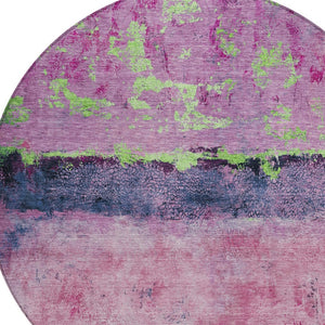 HomeRoots 5' Modern Blush and Mint Green Abstract Area Rug - Durable, Washable Design for Indoors and Outdoors 8' Round 618597