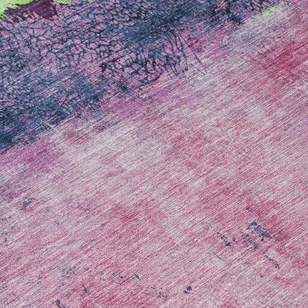 HomeRoots 5' Modern Blush and Mint Green Abstract Area Rug - Durable, Washable Design for Indoors and Outdoors 8' Round 618597