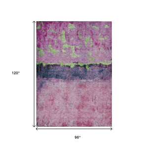 HomeRoots 5' Modern Blush and Mint Green Abstract Area Rug - Durable, Washable Design for Indoors and Outdoors 8' X 10' 618598