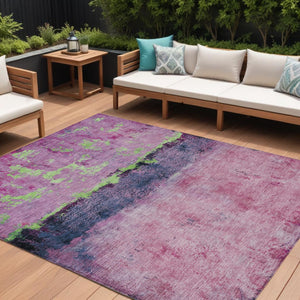 HomeRoots 5' Modern Blush and Mint Green Abstract Area Rug - Durable, Washable Design for Indoors and Outdoors 8' X 10' 618598