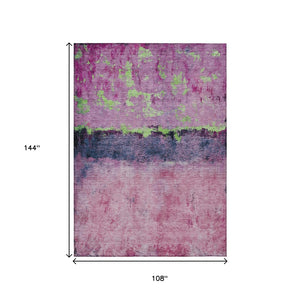 HomeRoots 5' Modern Blush and Mint Green Abstract Area Rug - Durable, Washable Design for Indoors and Outdoors 9' X 12' 618599