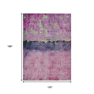 HomeRoots 5' Modern Blush and Mint Green Abstract Area Rug - Durable, Washable Design for Indoors and Outdoors 10' X 14' 618600
