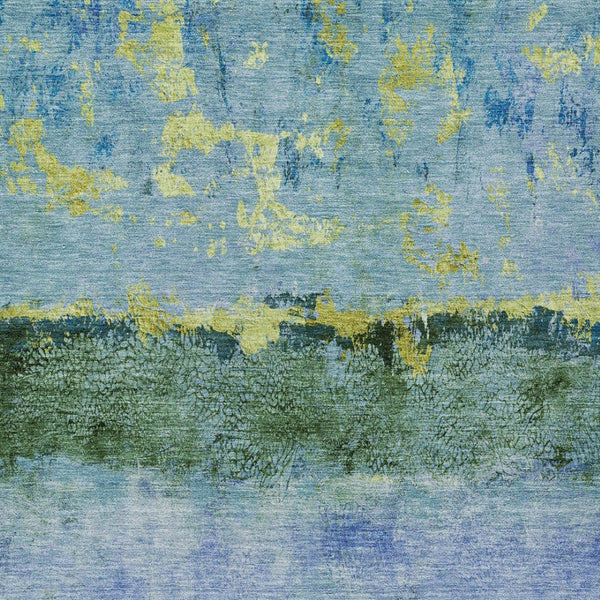 HomeRoots 5' Vibrant Blue and Lime Green Abstract Washable Area Rug for Stylish Indoor and Outdoor Spaces 8' X 10' 618604