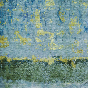 HomeRoots 5' Vibrant Blue and Lime Green Abstract Washable Area Rug for Stylish Indoor and Outdoor Spaces 9' X 12' 618605