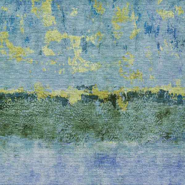 HomeRoots 5' Vibrant Blue and Lime Green Abstract Washable Area Rug for Stylish Indoor and Outdoor Spaces 10' X 14' 618606