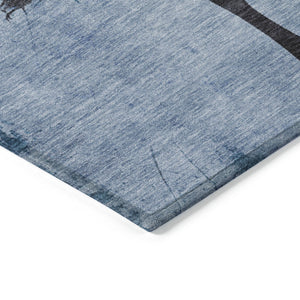Homeroots 3' X 5' Horse Design Washable Area Rug - Stylish Indoor Outdoor Accent For Home & Patio Spaces Denim Polyester 618643