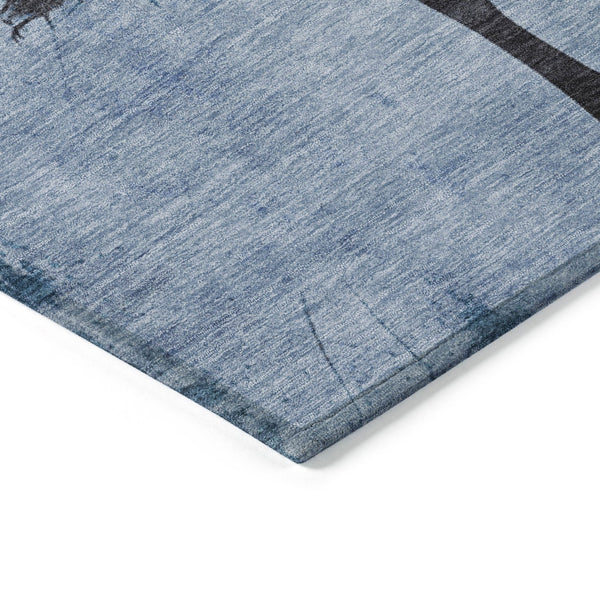 Homeroots 3' X 5' Horse Design Washable Area Rug - Stylish Indoor Outdoor Accent For Home & Patio Spaces Denim Polyester 618643