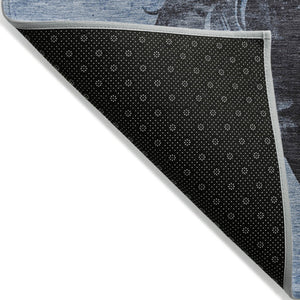 Homeroots 3' X 5' Horse Design Washable Area Rug - Stylish Indoor Outdoor Accent For Home & Patio Spaces Denim Polyester 618644