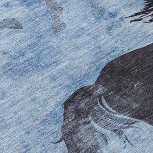 Homeroots 3' X 5' Horse Design Washable Area Rug - Stylish Indoor Outdoor Accent For Home & Patio Spaces Denim Polyester 618645