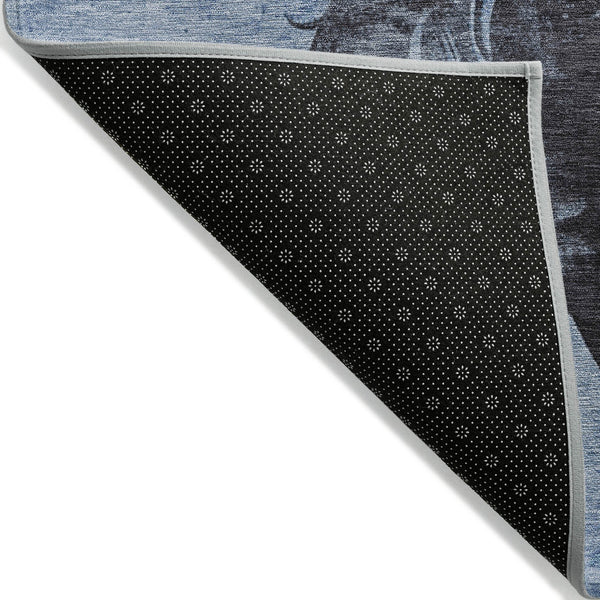 Homeroots 3' X 5' Horse Design Washable Area Rug - Stylish Indoor Outdoor Accent For Home & Patio Spaces Denim Polyester 618647