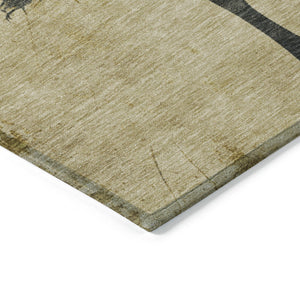 Homeroots 3' X 5' Horse Design Washable Area Rug - Stylish Indoor Outdoor Accent For Home & Patio Spaces Gold Polyester 618653