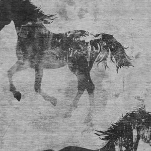 Homeroots 3' X 5' Horse Design Washable Area Rug - Stylish Indoor Outdoor Accent For Home & Patio Spaces Gray Polyester 618659