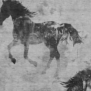 Homeroots 3' X 5' Horse Design Washable Area Rug - Stylish Indoor Outdoor Accent For Home & Patio Spaces Gray Polyester 618660