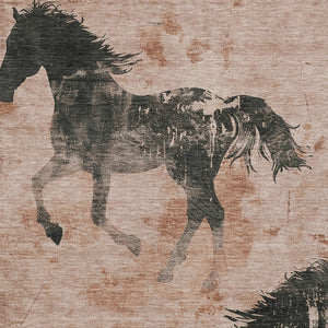 Homeroots 3' X 5' Horse Design Washable Area Rug - Stylish Indoor Outdoor Accent For Home & Patio Spaces Paprika Polyester 618661