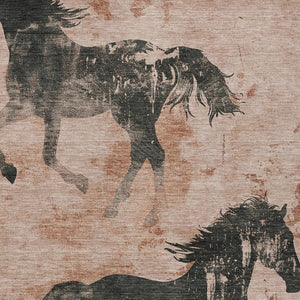 Homeroots 3' X 5' Horse Design Washable Area Rug - Stylish Indoor Outdoor Accent For Home & Patio Spaces Paprika Polyester 618662