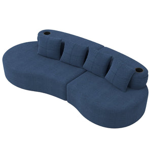 English Elm Modern Half Moon Chenille Sectional Three Seat Curved Sofa for Living Room or Apartment Navy W395P435340